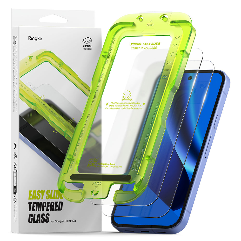 Protector de pantalla Ringke Easy Slide para Google Pixel 10a, vidrio templado, adhesivo completo, juego de 2 piezas