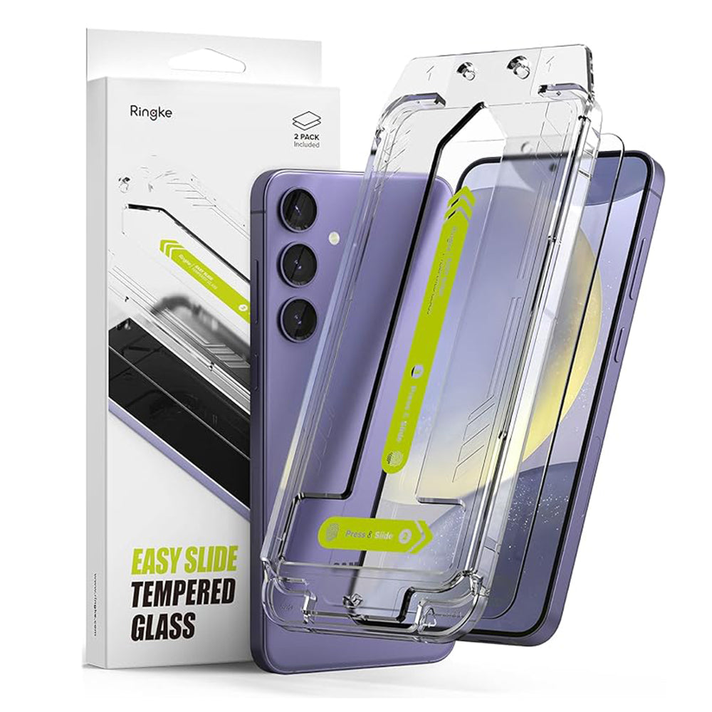 Protector de pantalla Ringke Easy Slide para Samsung Galaxy S25 FE, vidrio templado, adhesivo completo, set de 2 piezas