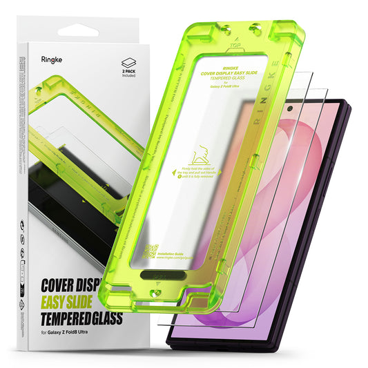 Protector de pantalla exterior Ringke Easy Slide para Samsung Galaxy Z Fold8 Ultra F976, vidrio templado, adhesivo completo, juego de 2 piezas