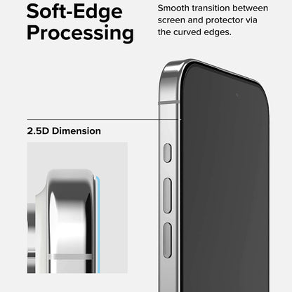 Protector de pantalla Ringke para Apple iPhone 15 Pro Max, vidrio templado, adhesivo completo, negro