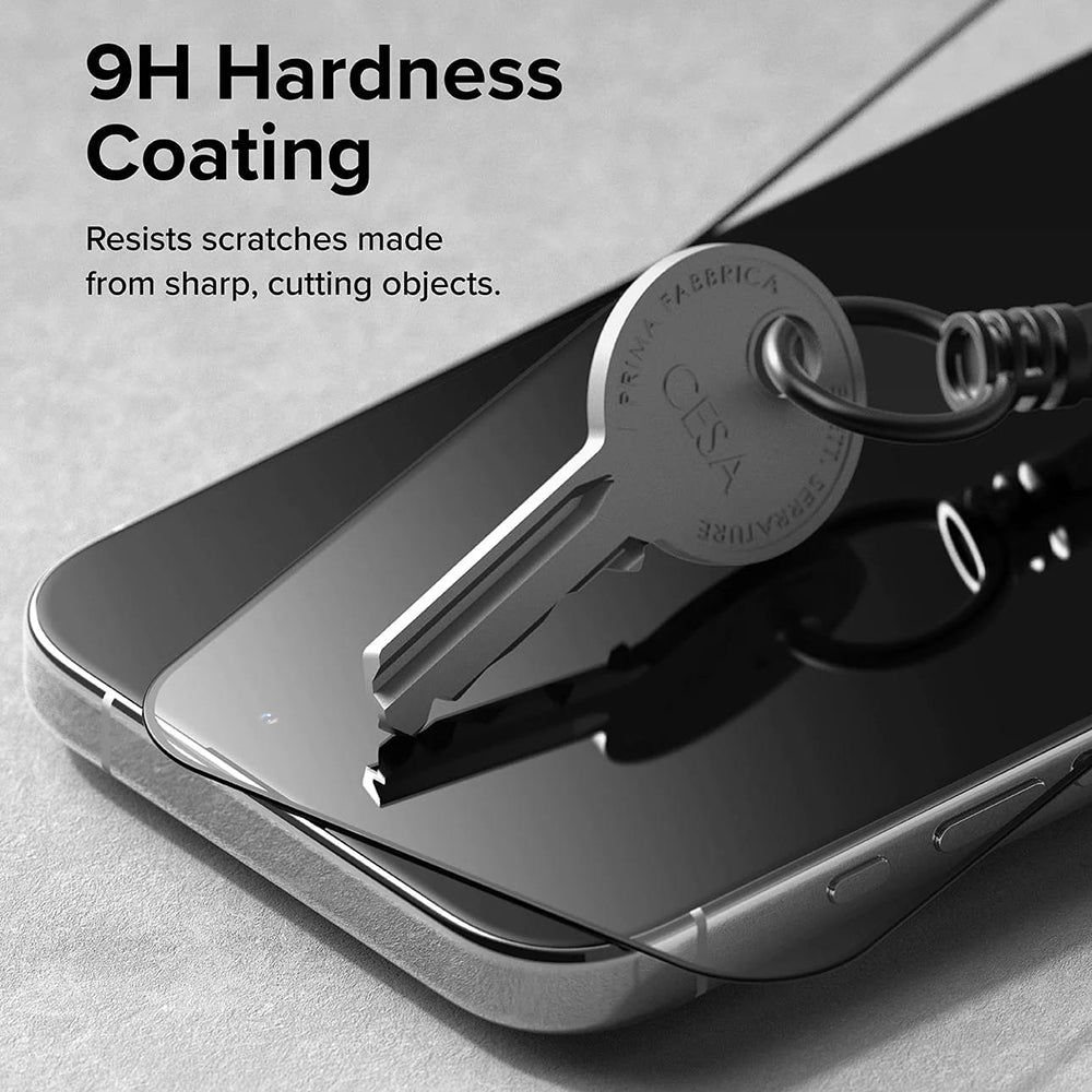 Protector de pantalla Ringke para Apple iPhone 15 Pro Max, vidrio templado, adhesivo completo, negro