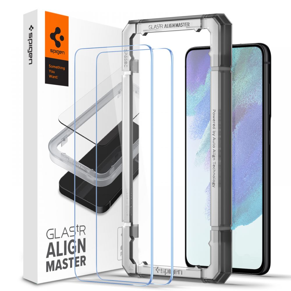 Protector de pantalla Spigen GlastR Align Master para Samsung Galaxy S21 FE 5G G990, Cristal Templado, Full Glue, Set de 2 piezas AGL03088