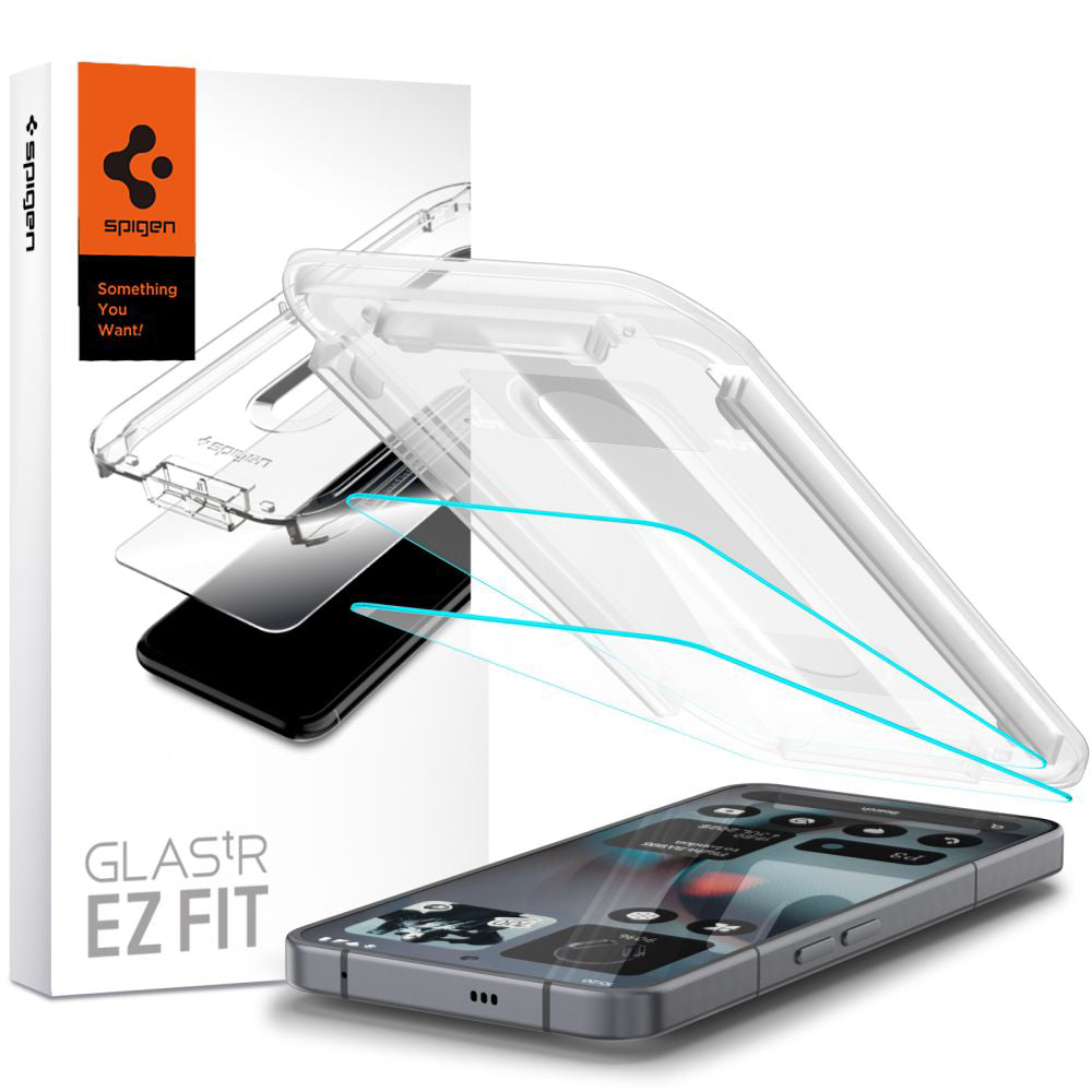 Protector de pantalla Spigen GlastR EZ FIT para Nothing Phone (3), Cristal Templado, Full Glue, Set de 2 piezas AGL10165