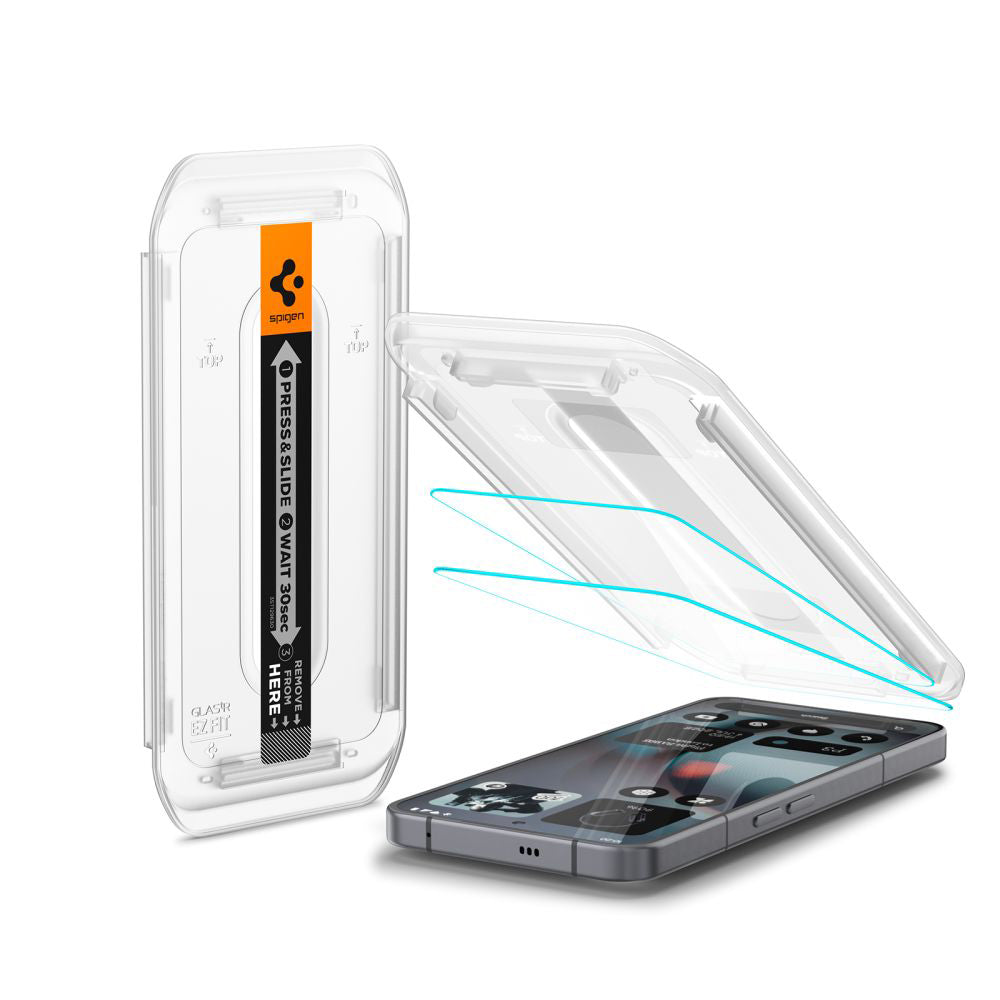 Protector de pantalla Spigen GlastR EZ FIT para Nothing Phone (3), Cristal Templado, Full Glue, Set de 2 piezas AGL10165