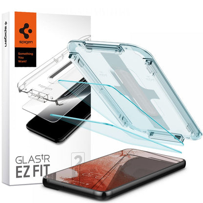 Protector de pantalla Spigen GlastR EZ FIT para Samsung Galaxy S22 5G S901, vidrio templado, adhesivo completo, set de 2 piezas AGL04151