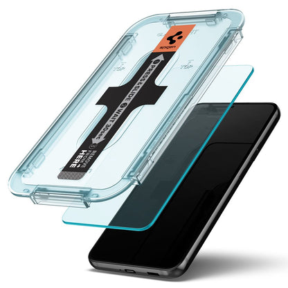 Protector de pantalla Spigen GlastR EZ FIT para Samsung Galaxy S22 5G S901, vidrio templado, adhesivo completo, set de 2 piezas AGL04151