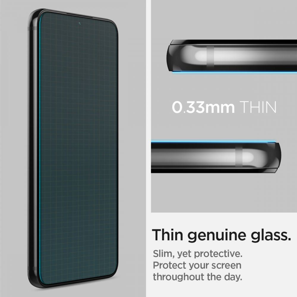 Protector de pantalla Spigen GlastR EZ FIT para Samsung Galaxy S22 5G S901, vidrio templado, adhesivo completo, set de 2 piezas AGL04151