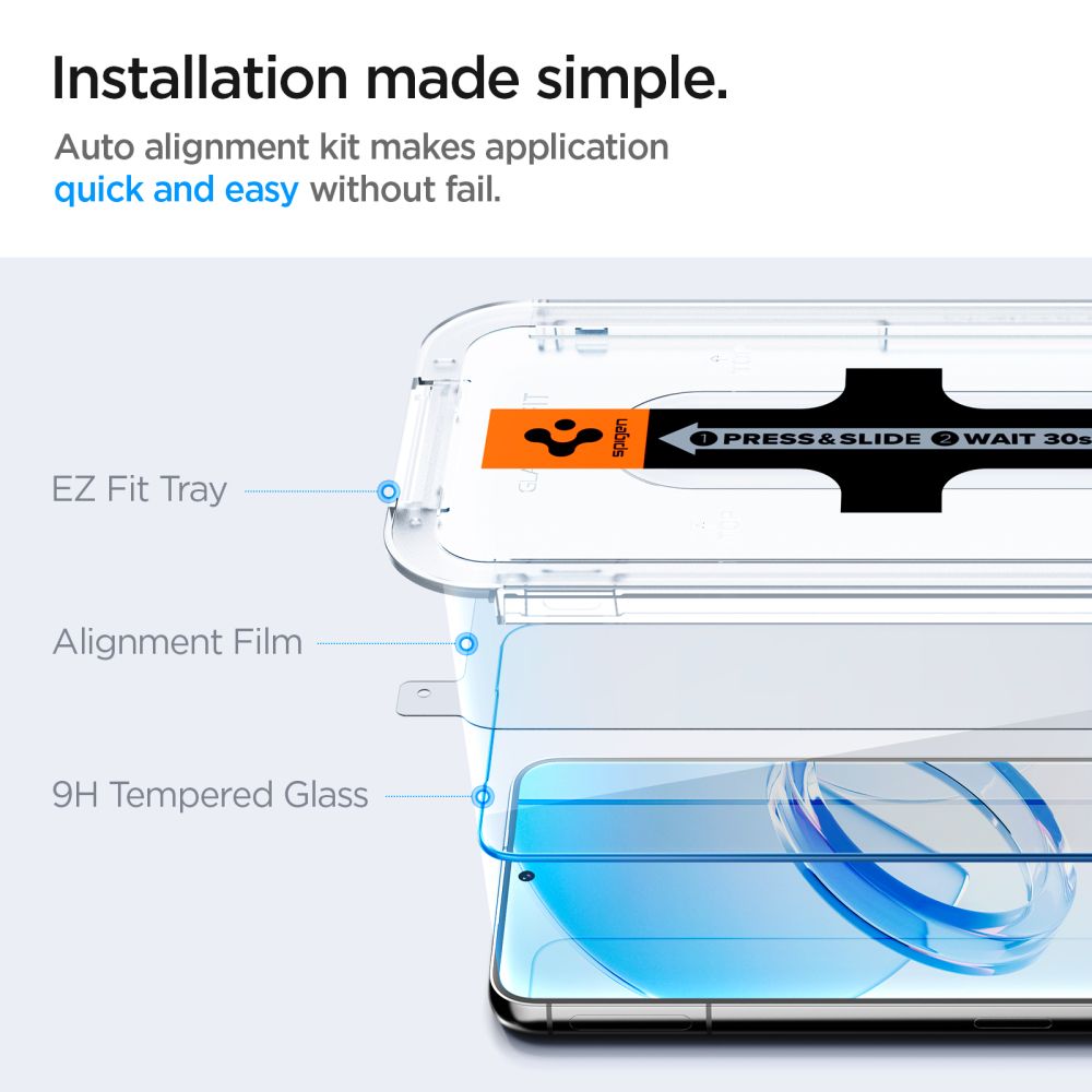 Protector de pantalla Spigen GlastR EZ FIT para Samsung Galaxy S23 S911, Cristal Templado, Full Glue, Set de 2 piezas AGL05958