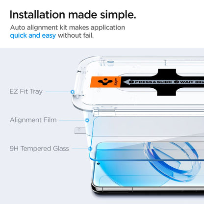 Protector de pantalla Spigen GlastR EZ FIT para Samsung Galaxy S23 S911, Cristal Templado, Full Glue, Set de 2 piezas AGL05958