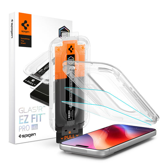 Protector de pantalla Spigen GlastR EZ FIT Pro HD para Apple iPhone 18 Pro Max / 17 Pro Max / 16 Pro Max, Vidrio templado, Pegamento completo, Set de 2 piezas AGL12048