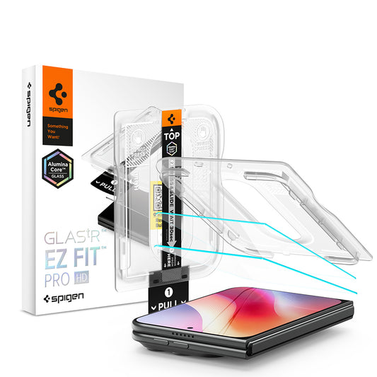 Protector de pantalla Spigen GlastR EZ FIT Pro HD para Apple iPhone Duo, Vidrio templado, Pegamento completo, Set de 2 piezas AGL12013