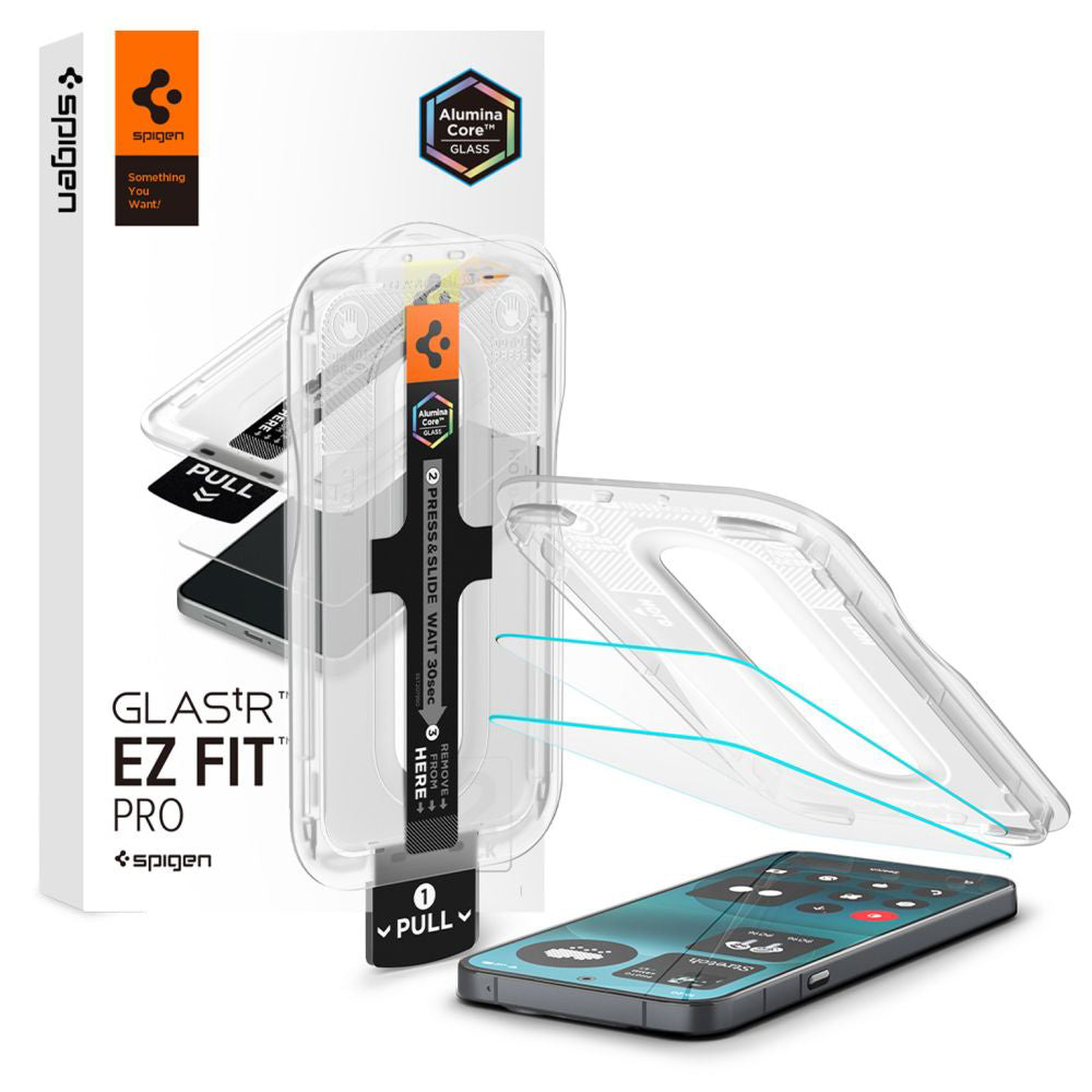 Protector de pantalla Spigen GlastR EZ FIT Pro para Nothing Phone (4a) Pro, vidrio templado, adhesivo completo, set de 2 piezas AGL11681