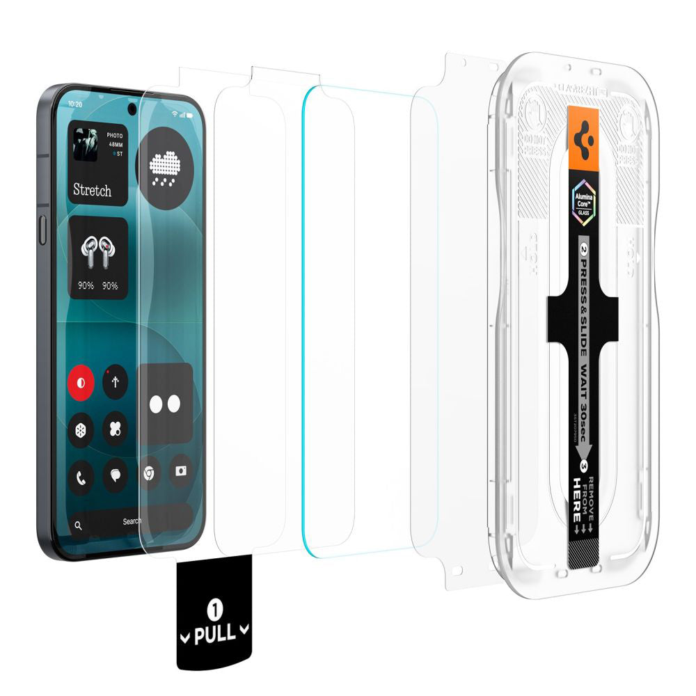 Protector de pantalla Spigen GlastR EZ FIT Pro para Nothing Phone (4a) Pro, vidrio templado, adhesivo completo, set de 2 piezas AGL11681