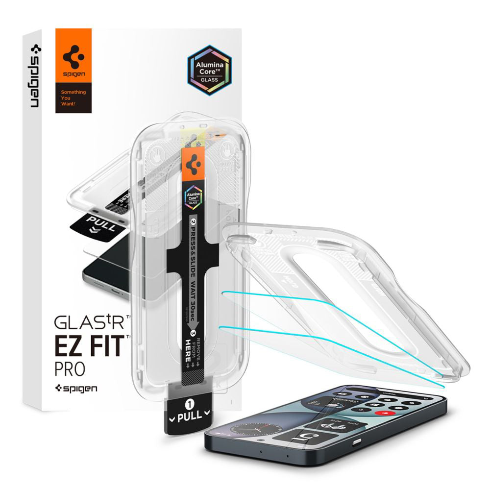 Protector de pantalla Spigen GlastR EZ FIT Pro para Nothing Phone (4a), vidrio templado, adhesivo completo, juego de 2 piezas AGL11682