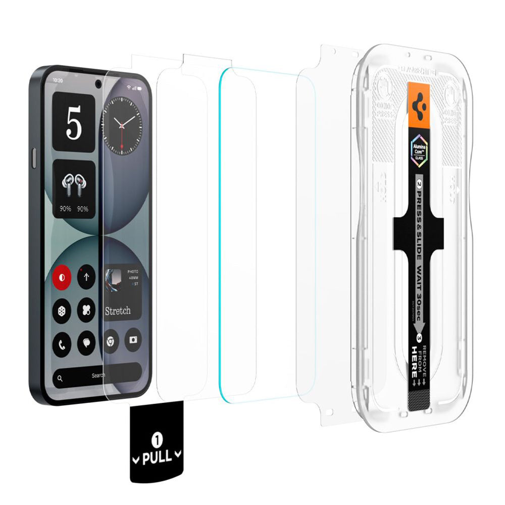Protector de pantalla Spigen GlastR EZ FIT Pro para Nothing Phone (4a), vidrio templado, adhesivo completo, juego de 2 piezas AGL11682