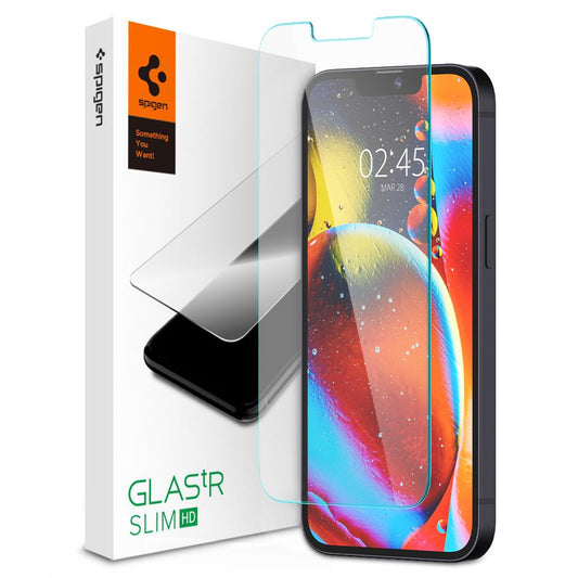 Protector de pantalla Spigen GlastR Slim para Apple iPhone 17e / 16e / 14 / 13 Pro, Cristal Templado, Full Glue