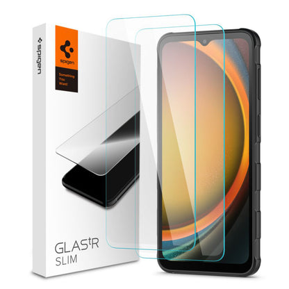 Protector de pantalla Spigen GlastR Slim para Samsung Galaxy XCover7 Pro / Xcover7 G556, vidrio templado, adhesivo completo, set de 2 piezas AGL09407