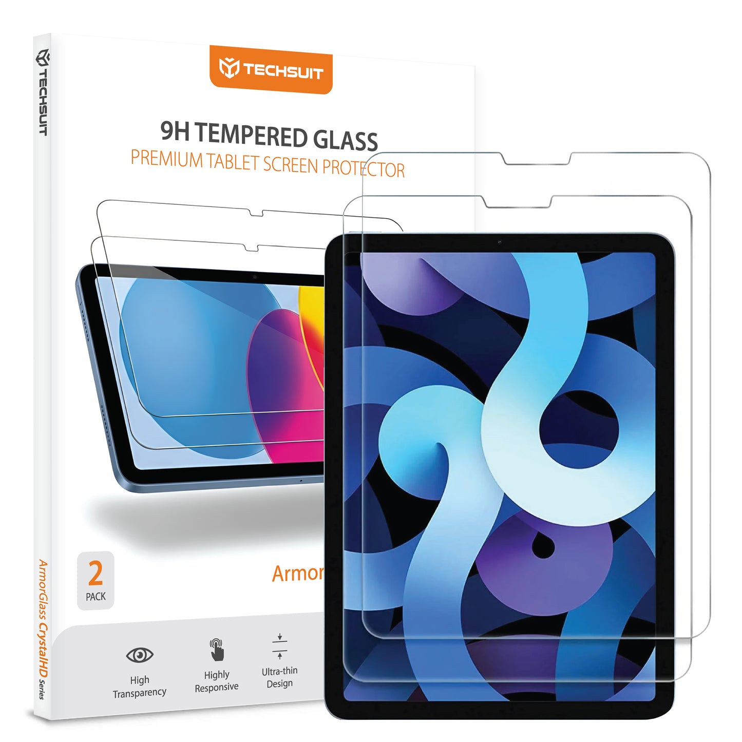 Protector de pantalla Techsuit ArmorGlass CrystalHD para Apple iPad Air 11 (2024) / Air (2022), Cristal Templado, Full Glue, Set de 2 piezas
