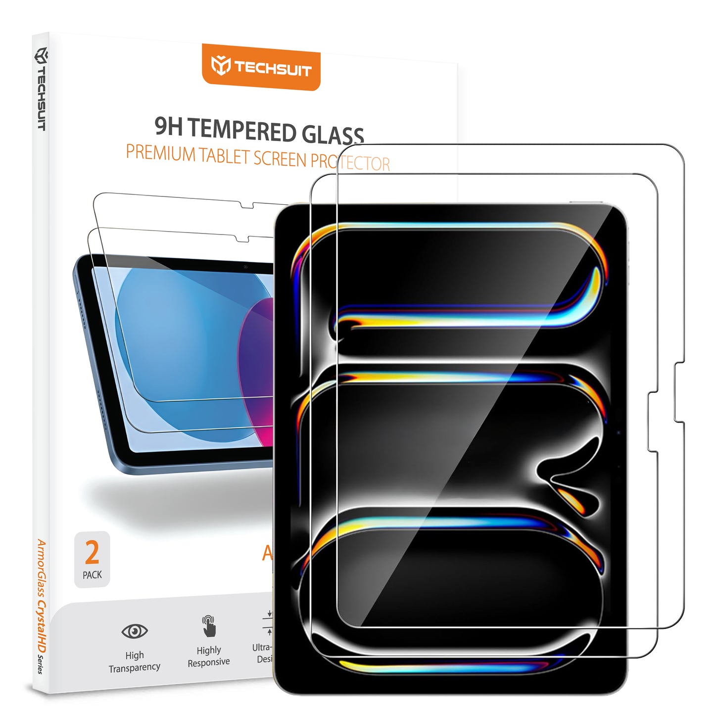 Protector de pantalla Techsuit ArmorGlass CrystalHD para Apple iPad Air 13 (2026) / Pro 13 (2025), vidrio templado, adhesivo completo, set de 2 piezas