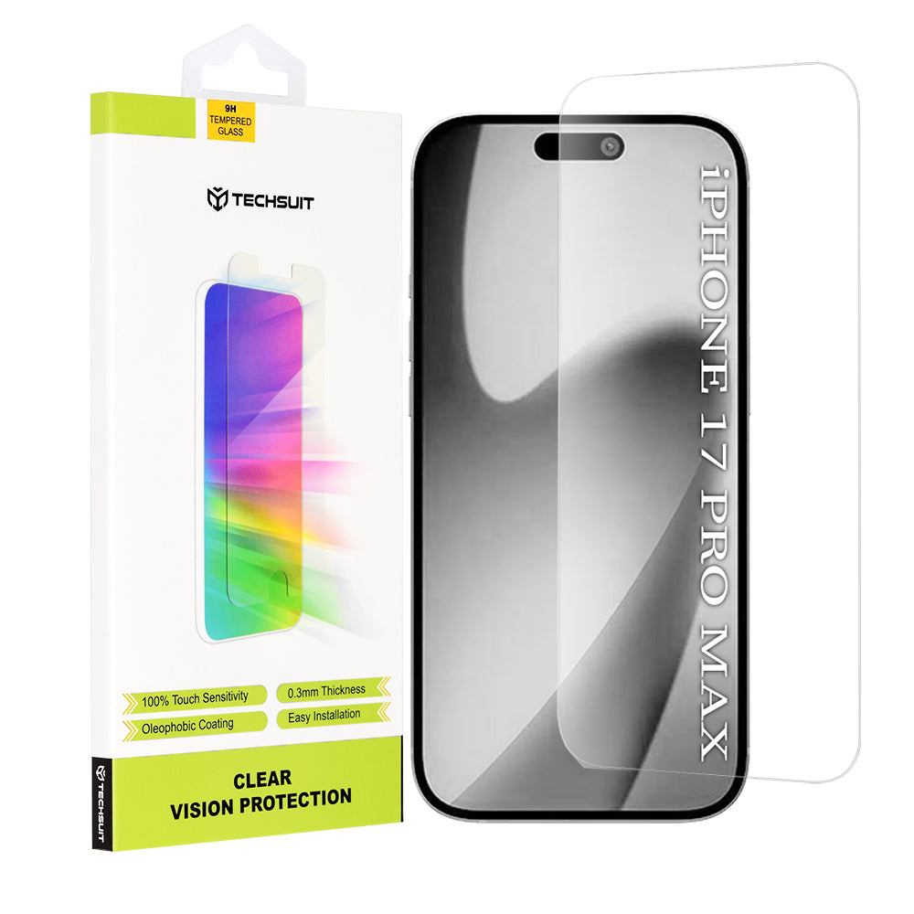 Protector de pantalla Techsuit Clear Vision para Apple iPhone 17 Pro Max, Cristal Templado, Full Glue