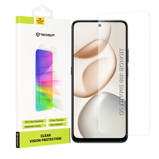 Protector de pantalla Techsuit Clear Vision para Honor 400 Smart 4G / X7d 4G / 400 Smart 5G / X7c / 200 Smart, Cristal Templado, Full Glue
