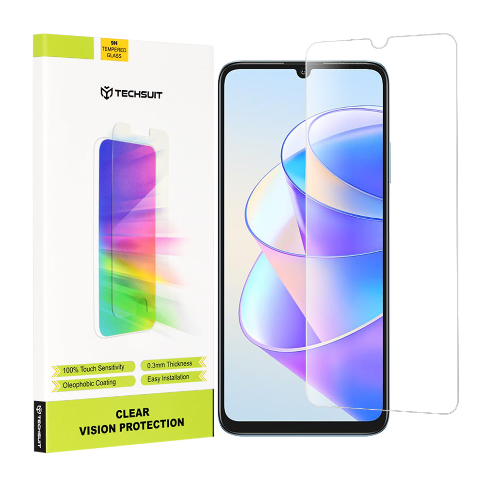 Protector de pantalla Techsuit Clear Vision para Honor X7a, Cristal Templado, Adhesivo Completo