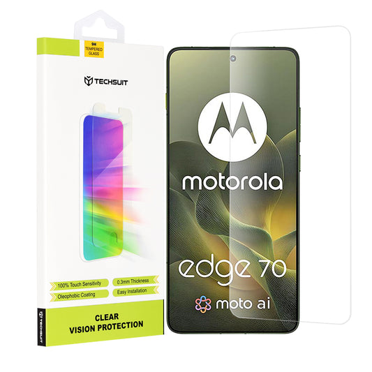 Protector de pantalla Techsuit Clear Vision para Motorola Edge 70, Cristal Templado, Adhesivo Completo