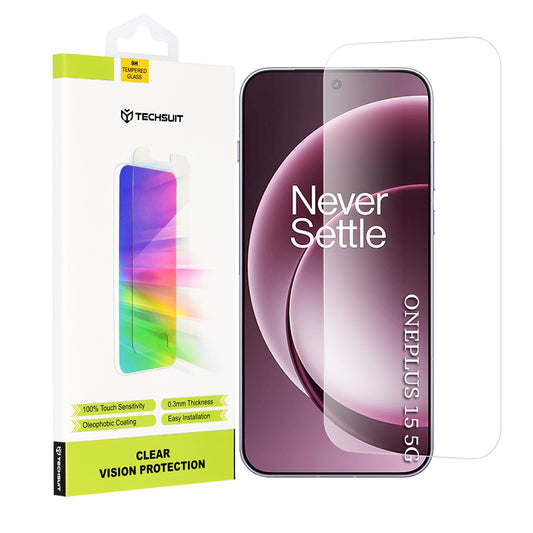 Protector de pantalla Techsuit Clear Vision para OnePlus 15, Cristal Templado, Full Glue