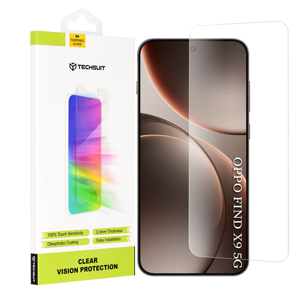 Protector de pantalla Techsuit Clear Vision para Oppo Find X9, Cristal Templado, Adhesivo Completo
