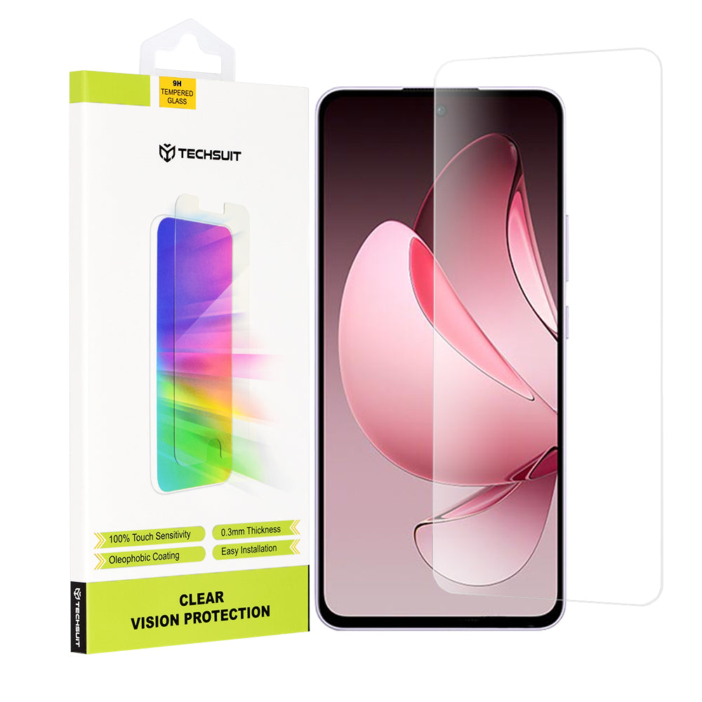 Protector de pantalla Techsuit Clear Vision para Oppo Reno13 FS 5G / Reno13 F 4G / Reno13 F, vidrio templado, adhesivo completo