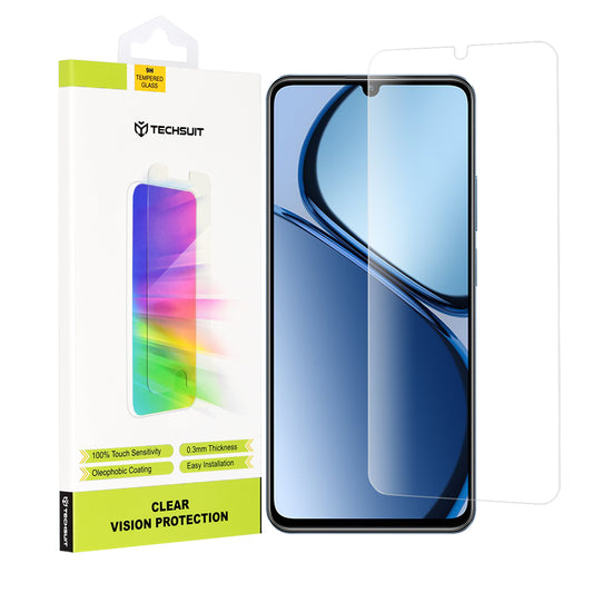 Protector de pantalla Techsuit Clear Vision para Realme C63 / C61, Cristal Templado, Adhesivo Completo, Transparente