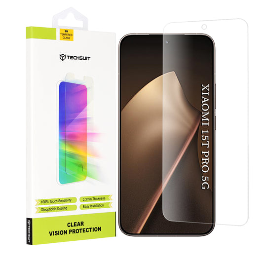 Protector de pantalla Techsuit Clear Vision para Xiaomi 15T Pro, Cristal Templado, Full Glue, Transparente