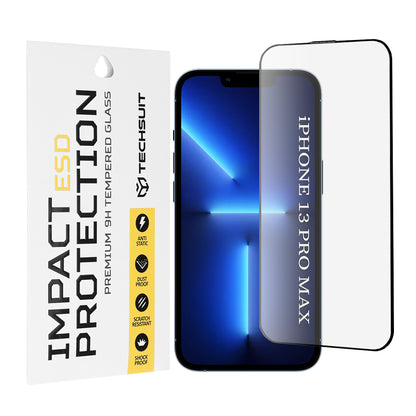 Protector de pantalla Techsuit para Apple iPhone 13 Pro Max, vidrio templado, adhesivo completo, negro