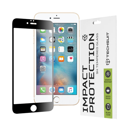 Protector de pantalla Techsuit para Apple iPhone 6s Plus / 6 Plus, vidrio templado, adhesivo completo, 111D, negro