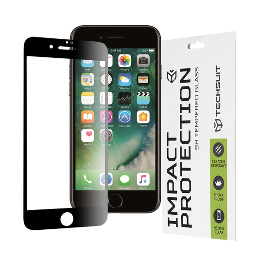 Protector de pantalla Techsuit para Apple iPhone 8 Plus / 7 Plus, vidrio templado, adhesivo completo, 111D, negro