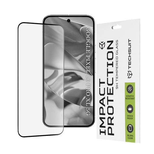 Protector de pantalla Techsuit para Google Pixel 10 Pro XL, vidrio templado, adhesivo completo, 111D, negro