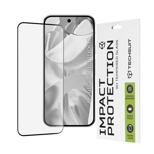 Protector de pantalla Techsuit para Google Pixel 10, vidrio templado, adhesivo completo, 111D, negro