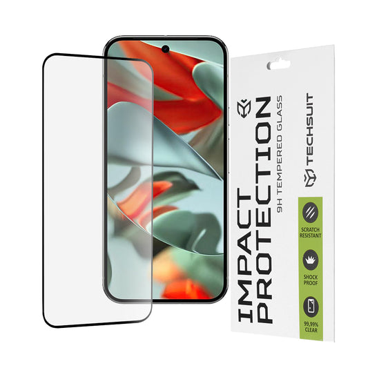 Protector de pantalla Techsuit para Google Pixel 9 Pro XL, vidrio templado, adhesivo completo, 111D, negro