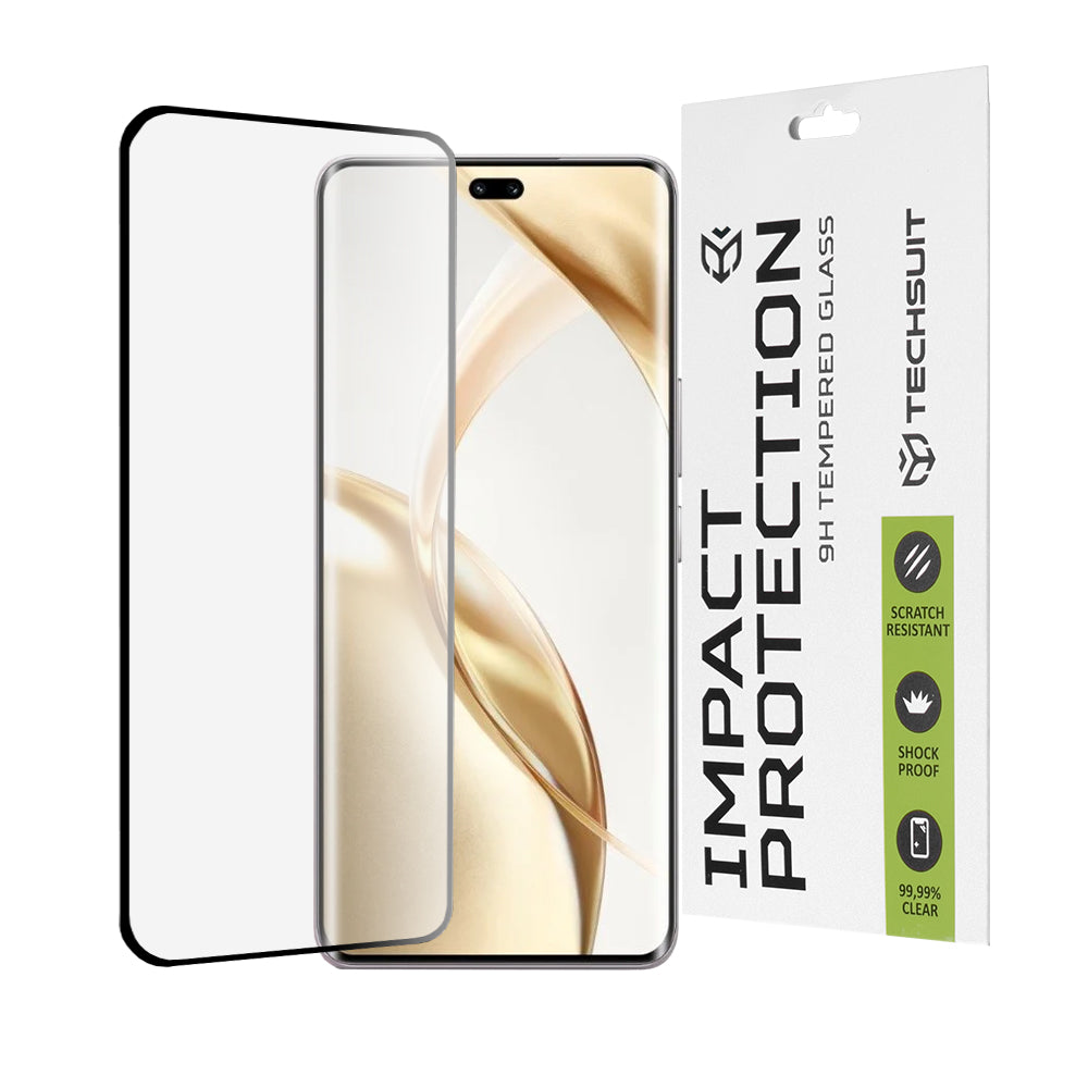 Protector de pantalla Techsuit para Honor 200 Pro, vidrio templado, adhesivo completo, 111D, negro