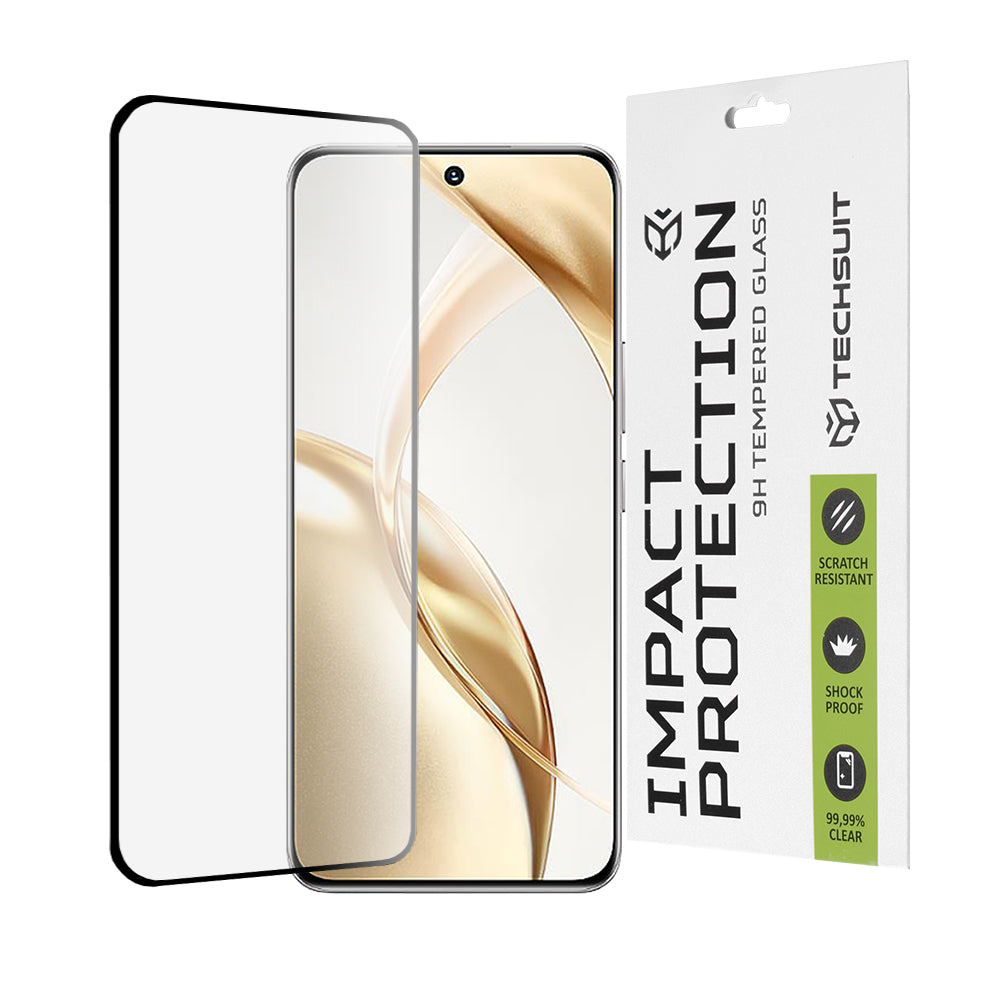 Protector de pantalla Techsuit para Honor 200, vidrio templado, adhesivo completo, 111D, negro