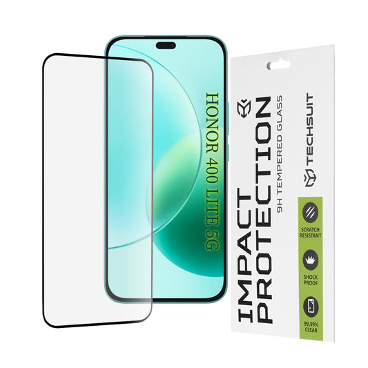 Protector de pantalla Techsuit para Honor 400 Lite / X8c / X8b, vidrio templado, adhesivo completo, 111D, negro