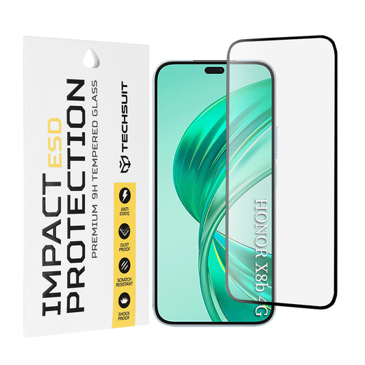 Protector de pantalla Techsuit para Honor 400 Lite / X8c / X8b, vidrio templado, adhesivo completo, negro