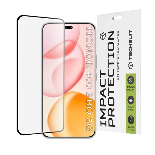 Protector de pantalla Techsuit para Honor 400 Pro, vidrio templado, adhesivo completo, 111D, negro