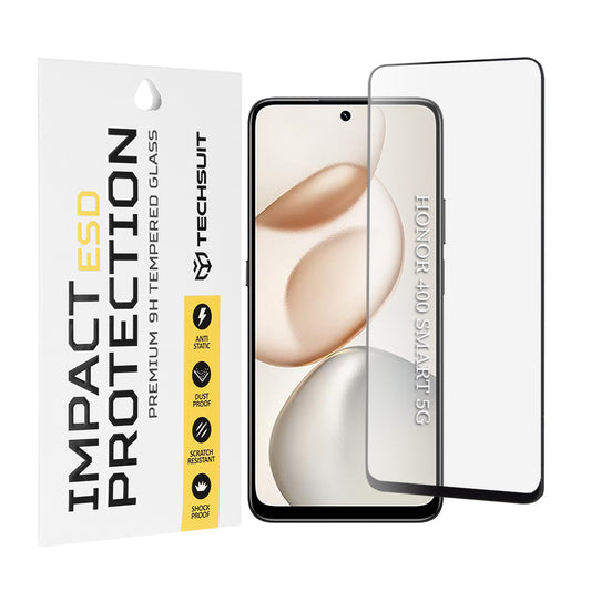 Protector de pantalla Techsuit para Honor 400 Smart 4G / X7d 4G / 400 Smart 5G / X7c / 200 Smart / X7b 5G, Cristal Templado, Full Glue, Negro