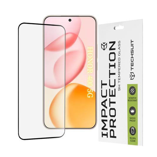 Protector de pantalla Techsuit para Honor 400, vidrio templado, adhesivo completo, 111D, negro