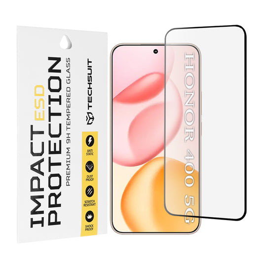 Protector de pantalla Techsuit para Honor 400, vidrio templado, adhesivo completo, negro