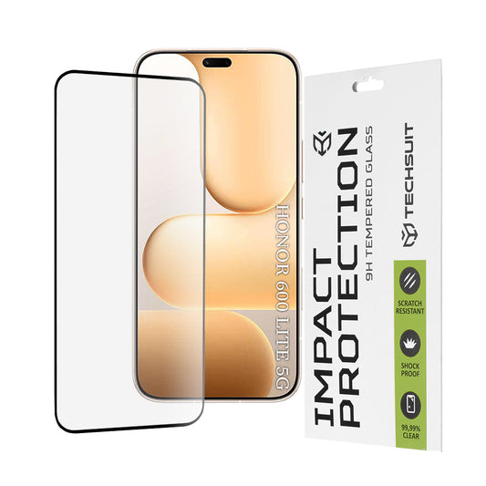 Protector de pantalla Techsuit para Honor 600 Lite, Cristal Templado, Full Glue, 111D, Negro