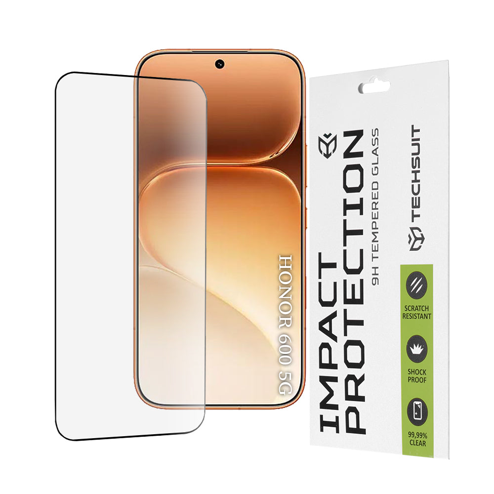 Protector de pantalla Techsuit para Honor 600 Pro / 600, vidrio templado, adhesivo completo, 111D, negro