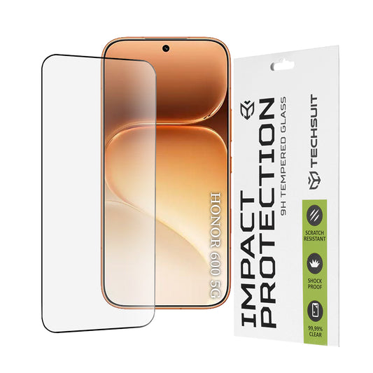 Protector de pantalla Techsuit para Honor 600 Pro / 600, vidrio templado, adhesivo completo, 111D, negro