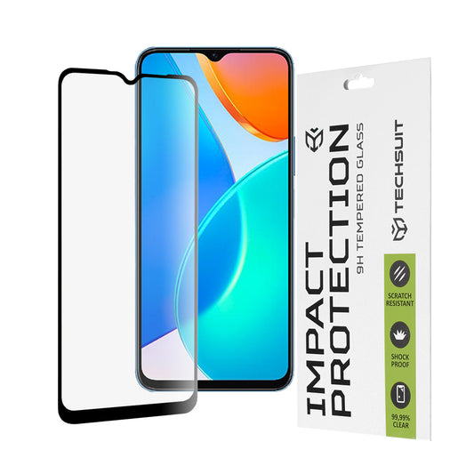 Protector de pantalla Techsuit para Honor 70 Lite / X6 / X8 5G, vidrio templado, adhesivo completo, 111D, negro